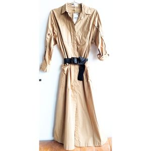 Khaki Button Down Midi Dress Mango